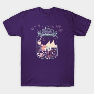 Small magical worlds: Moonrise over mountains (world in a jar) T-Shirt